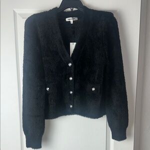 Vigoss Juniors Fuzzy Button Crop Cardigan